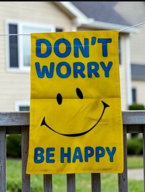 All Season Yellow Smiley Face Garden Woven Linen Flag